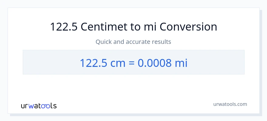 Chuyển đổi 122.5 Centimet sang dặm