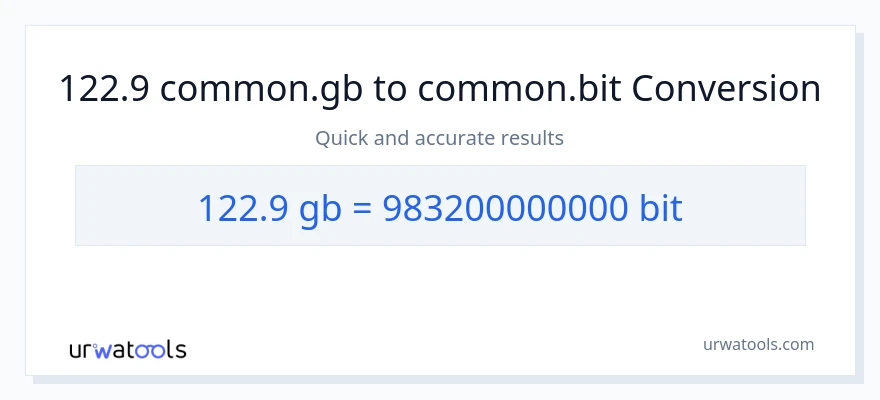 122.9 Gigabytes patungong Bits na conversion