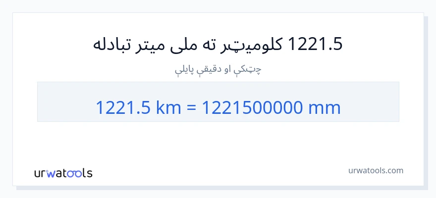 1221.5 کیلومتره ته ملی متره بدلون