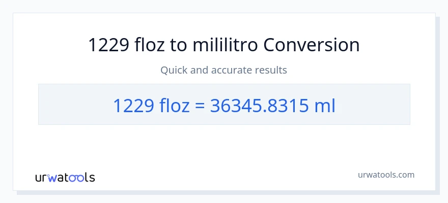 1229 mga onsa ng likido patungong mga mililitro na conversion