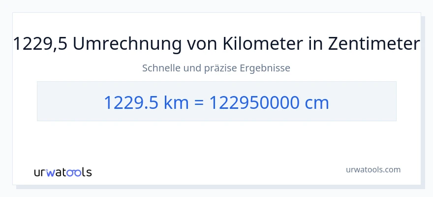 1229.5 Kilometer zu Zentimeter Umwandlung