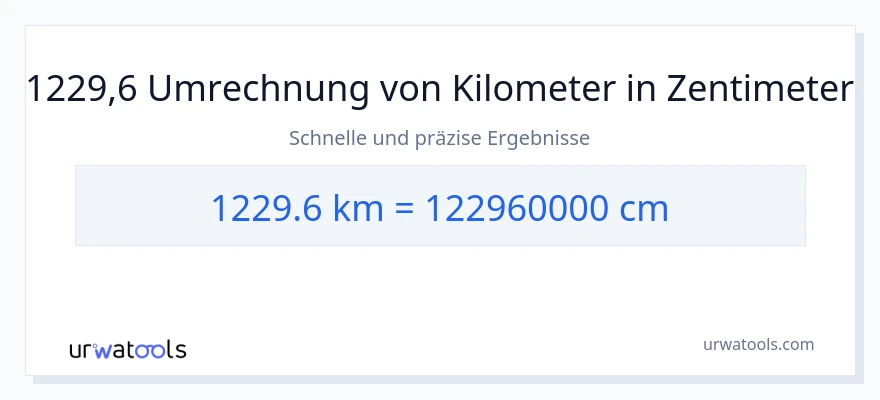 1229.6 Kilometer zu Zentimeter Umwandlung