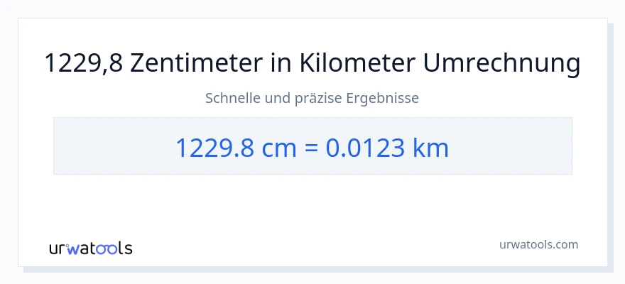 1229.8 Zentimeter zu Kilometer Umwandlung