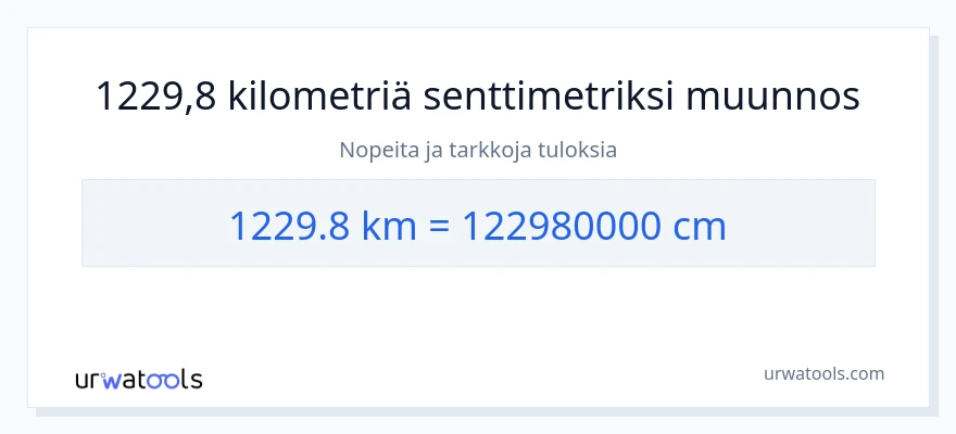 1229.8 kilometrejä - Senttimetrit muunnos