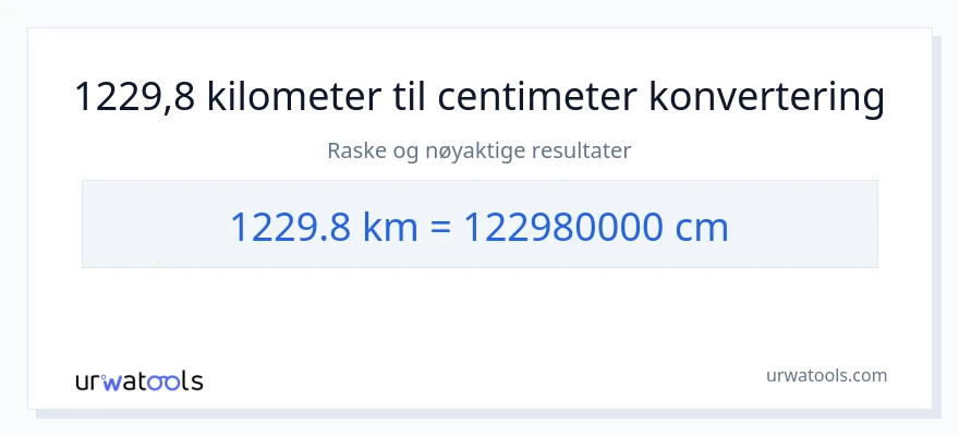 1229.8 kilometer til Centimeter konvertering