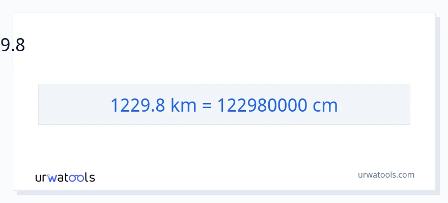 1229.8 கிலோமீட்டர்கள் இலிருந்து சென்டிமீட்டர்கள் வரை மாற்றம்