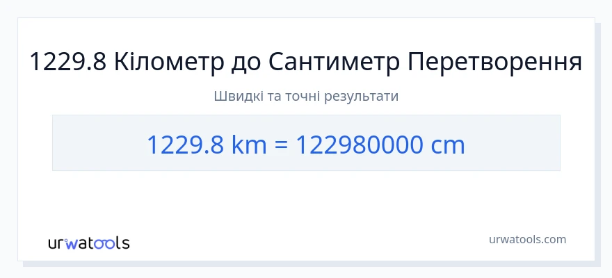 Конверсія з кілометри у Сантиметри: 1229.8