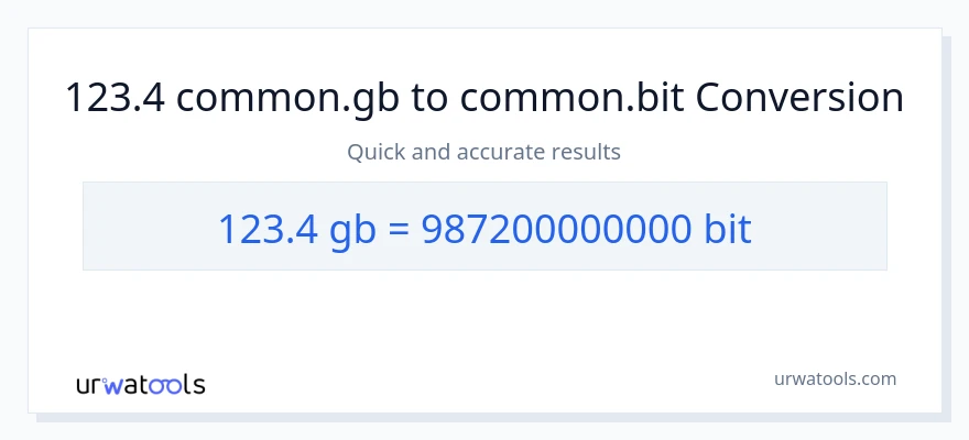 123.4 Gigabytes patungong Bits na conversion