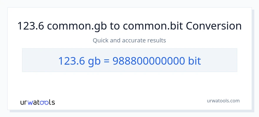 123.6 Gigabytes patungong Bits na conversion