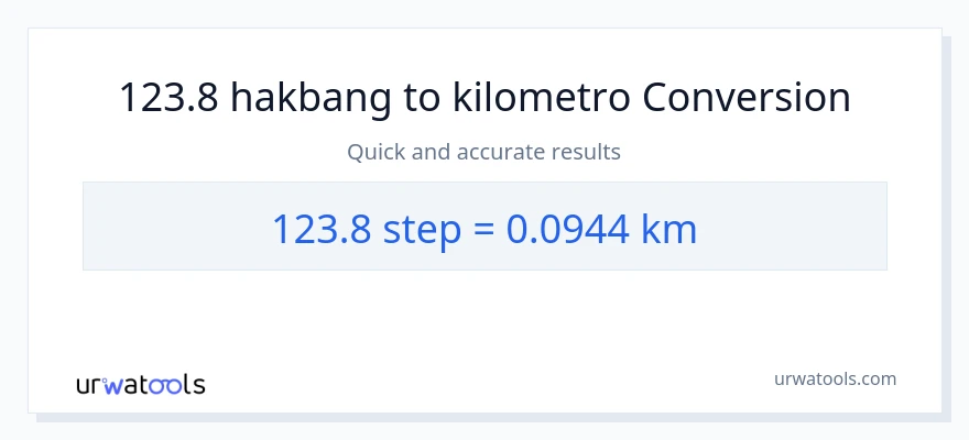 123.8 mga hakbang patungong Kilometro na conversion