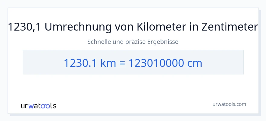 1230.1 Kilometer zu Zentimeter Umwandlung