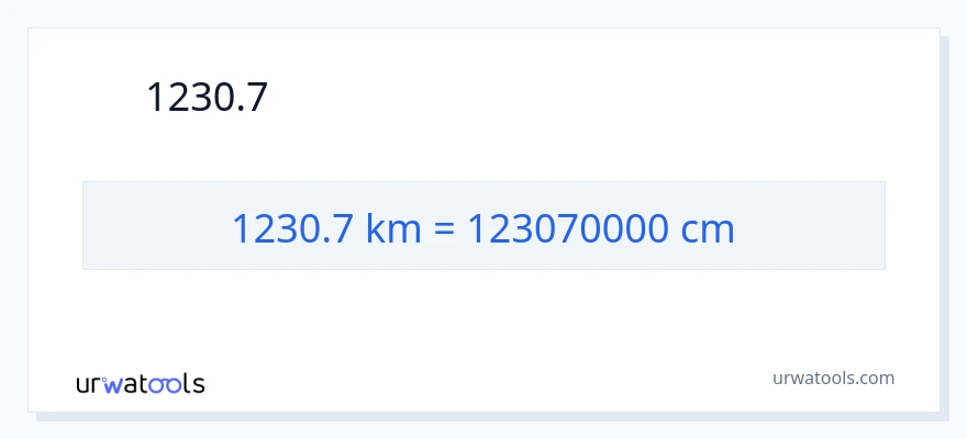 1230.7 કિલોમીટર થી સેન્ટીમીટર રૂપાંતર