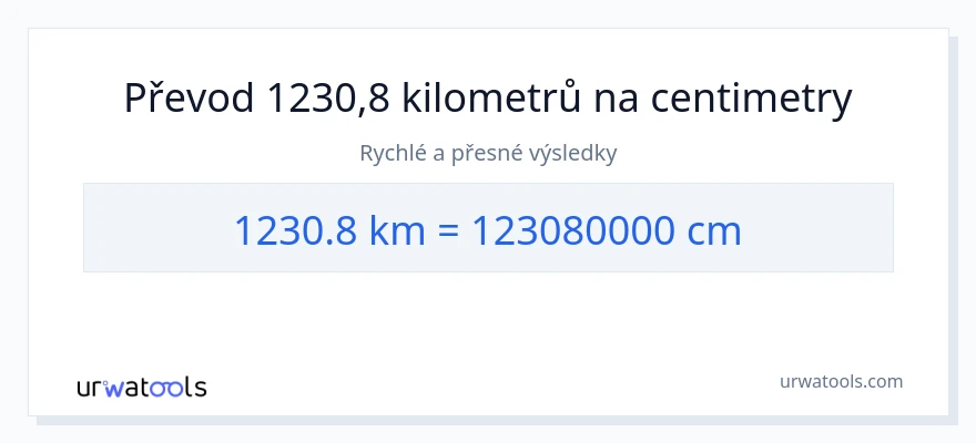 Konverze z kilometry na Centimetry: 1230.8