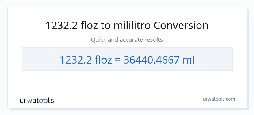 1232.2 mga onsa ng likido patungong mga mililitro na conversion
