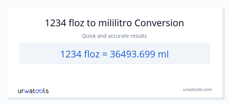 1234 mga onsa ng likido patungong mga mililitro na conversion