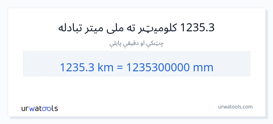 1235.3 کیلومتره ته ملی متره بدلون