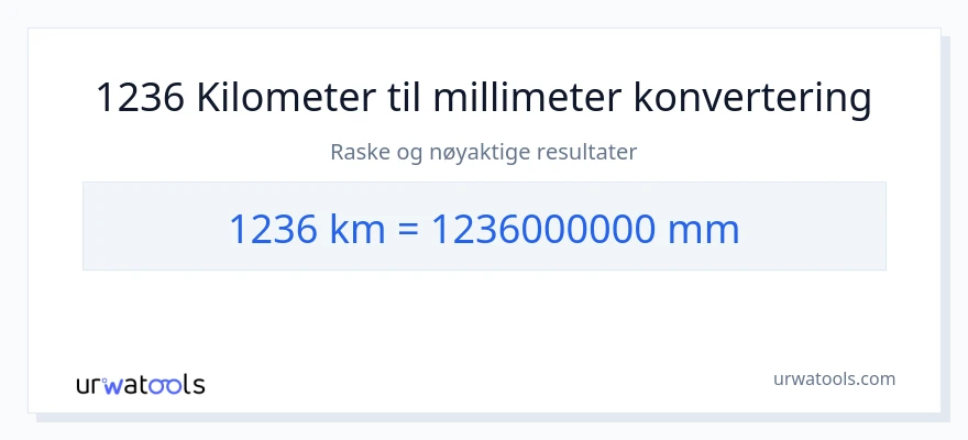 1236 kilometer til millimeter konvertering