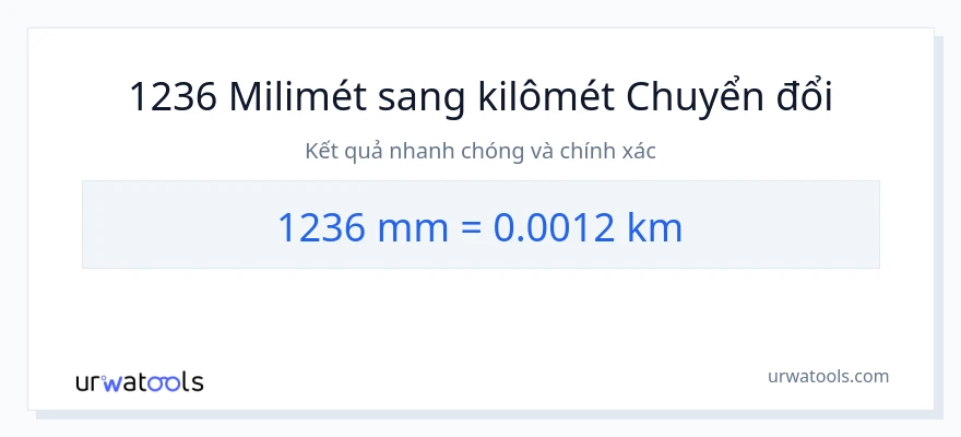 Chuyển đổi 1236 milimét sang kilômét