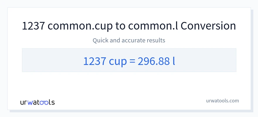 1237 杯子 到 Liters 轉換