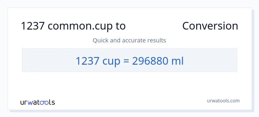 1237 કપ થી મિલીલીટર રૂપાંતર