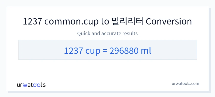 1237 컵에서 밀리리터으로의 변환