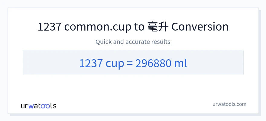 1237 杯子 到 毫升 轉換