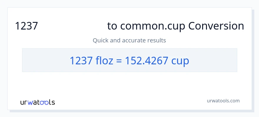 1237 திரவ அவுன்ஸ் இலிருந்து கோப்பைகள் வரை மாற்றம்
