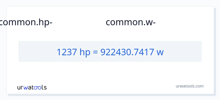 1237 കുതിരശക്തി ൽ നിന്ന് വാട്ട്സ് ലേക്ക് പരിവർത്തനം
