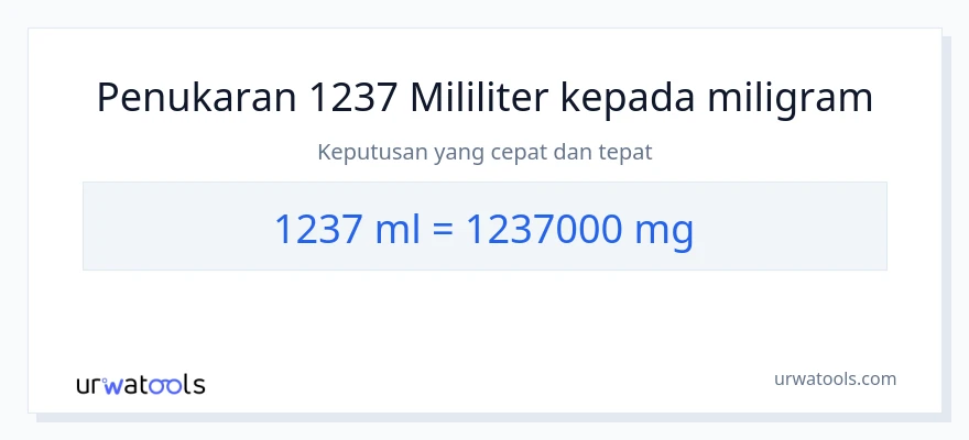 1237 milliliters to milligrams conversion