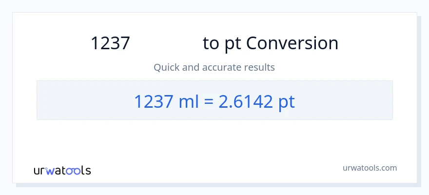 1237 ミリリットル から Pints への変換