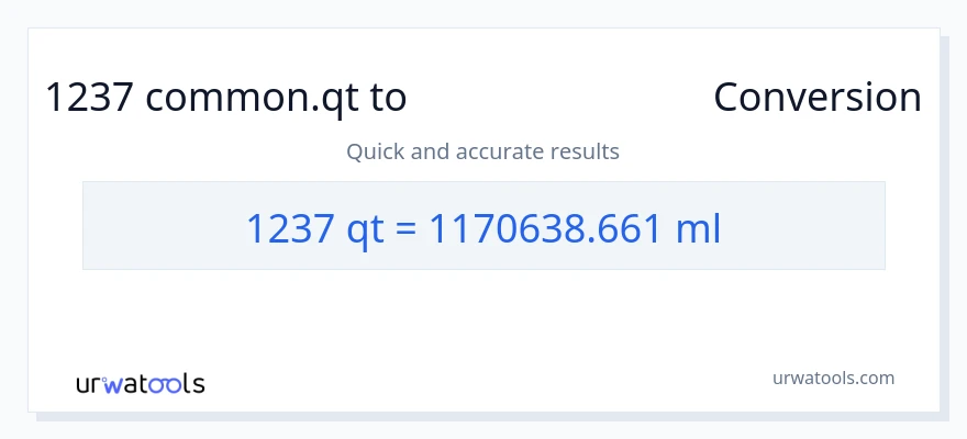 1237 Quarts ൽ നിന്ന് മില്ലിലിറ്റർ ലേക്ക് പരിവർത്തനം