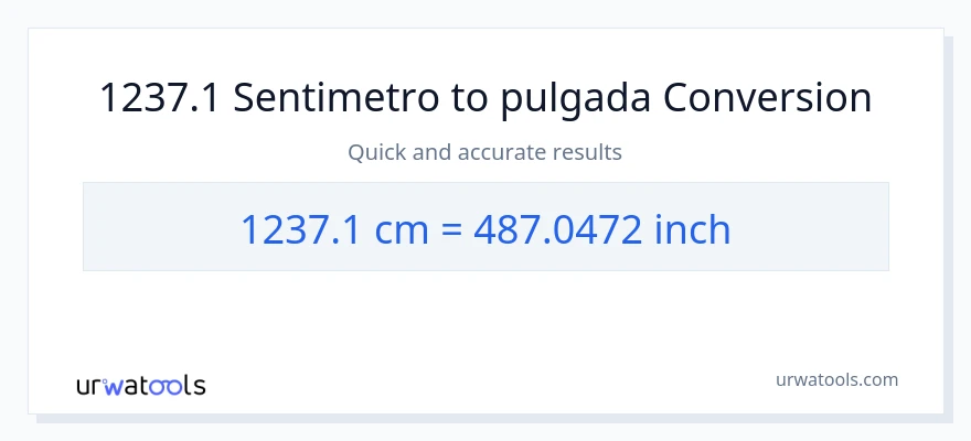 1237.1 Mga Sentimetro patungong Pulgada na conversion