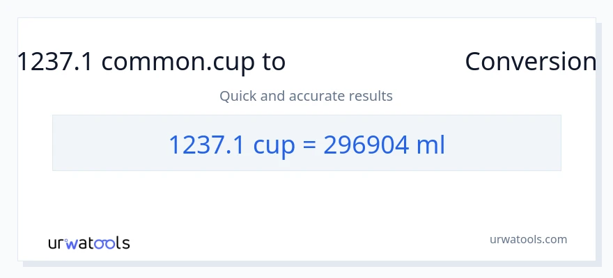 1237.1 కప్పులు నుండి మిల్లీలీటర్లు కు మార్పిడి