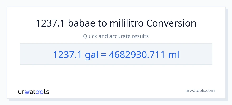 1237.1 Mga galon patungong mga mililitro na conversion
