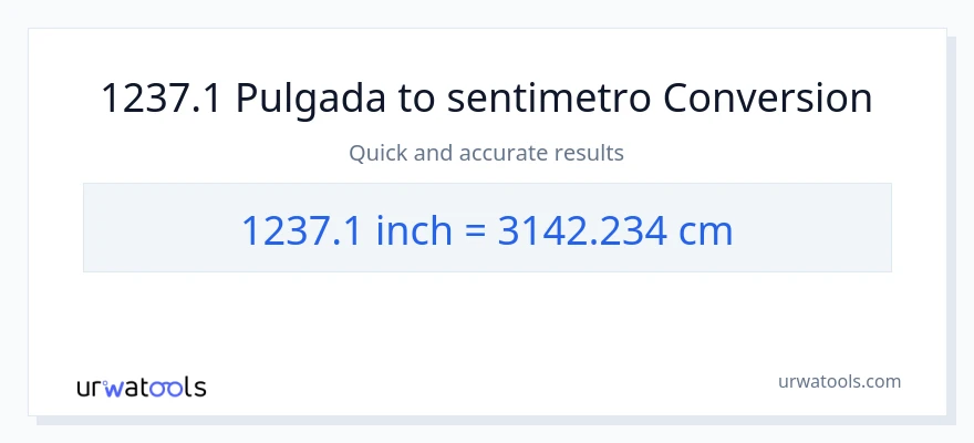 1237.1 Pulgada patungong Mga Sentimetro na conversion