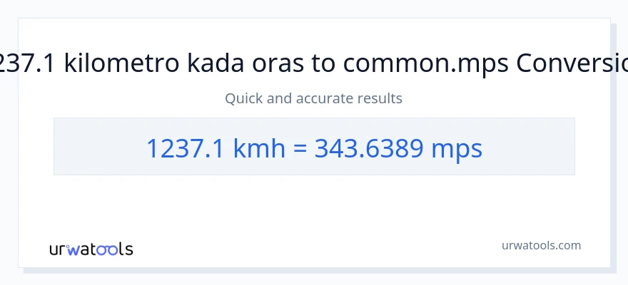 1237.1 kilometro kada oras patungong Meters Per Second na conversion