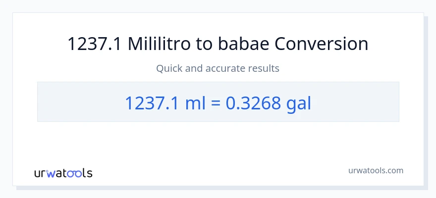 1237.1 mga mililitro patungong Mga galon na conversion