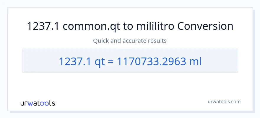 1237.1 Quarts patungong mga mililitro na conversion