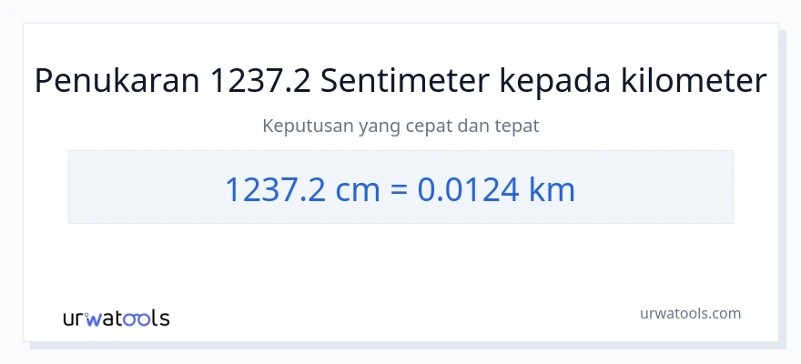 1237.2 Sentimeter to Kilometer conversion