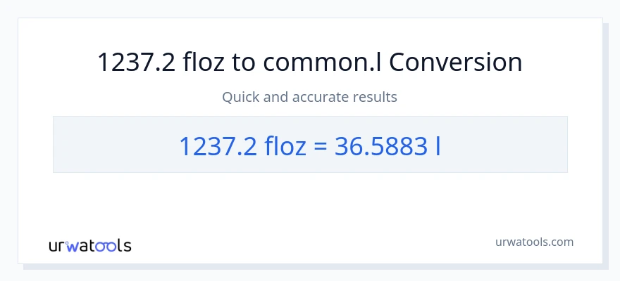 Conversió de 1237.2 unces fluides a Liters