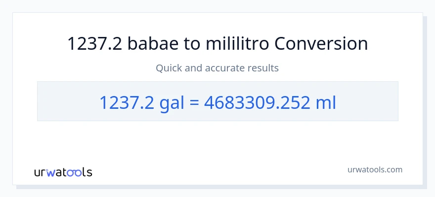1237.2 Mga galon patungong mga mililitro na conversion
