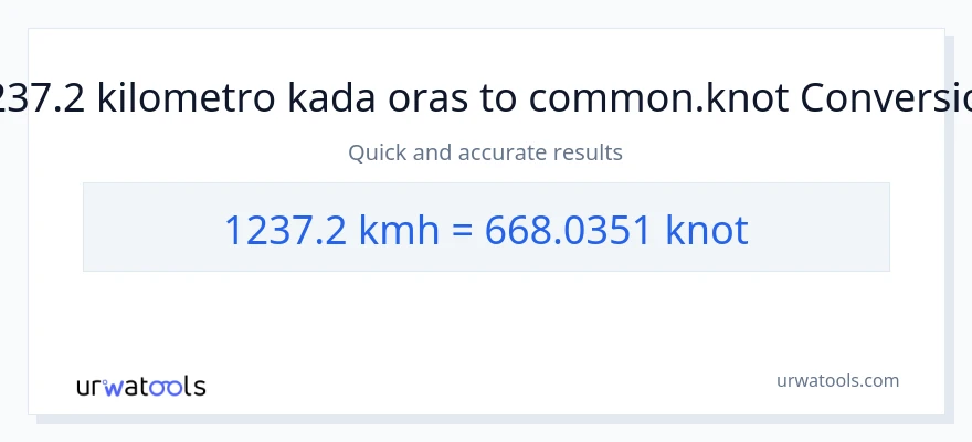 1237.2 kilometro kada oras patungong Knots na conversion