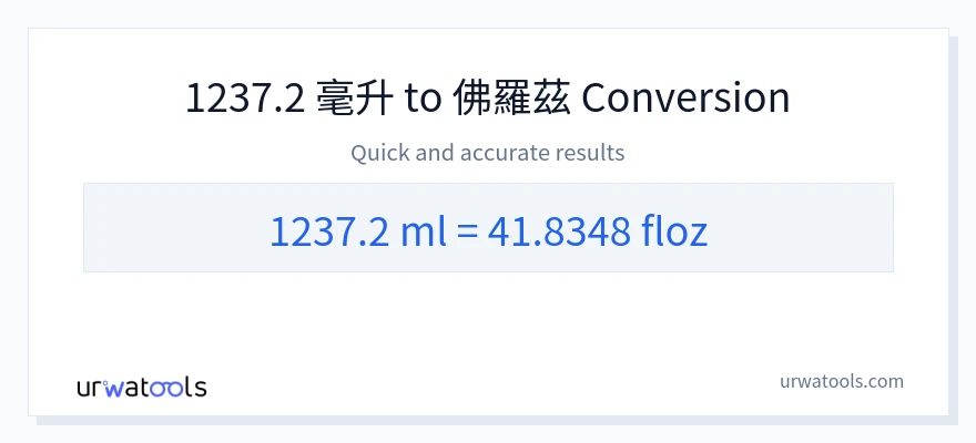 1237.2 毫升 到 液體盎司 轉換