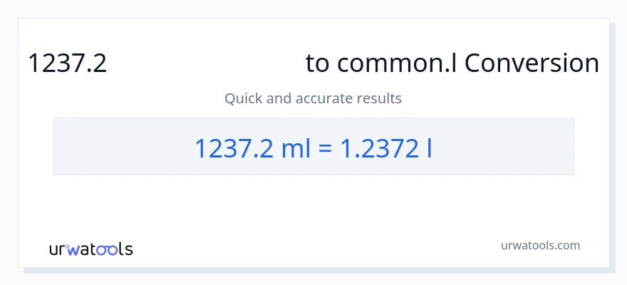 1237.2 മില്ലിലിറ്റർ ൽ നിന്ന് Liters ലേക്ക് പരിവർത്തനം