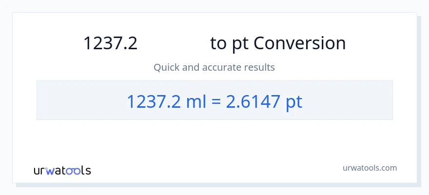1237.2 ミリリットル から Pints への変換