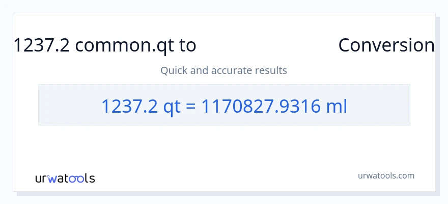 1237.2 Quarts ൽ നിന്ന് മില്ലിലിറ്റർ ലേക്ക് പരിവർത്തനം