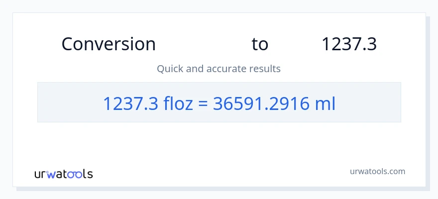 تبدیل 1237.3 اونس مایع به میلی‌لیتر