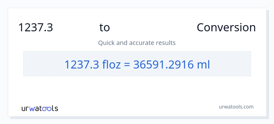 1237.3 ദ്രാവക ഔൺസ് ൽ നിന്ന് മില്ലിലിറ്റർ ലേക്ക് പരിവർത്തനം