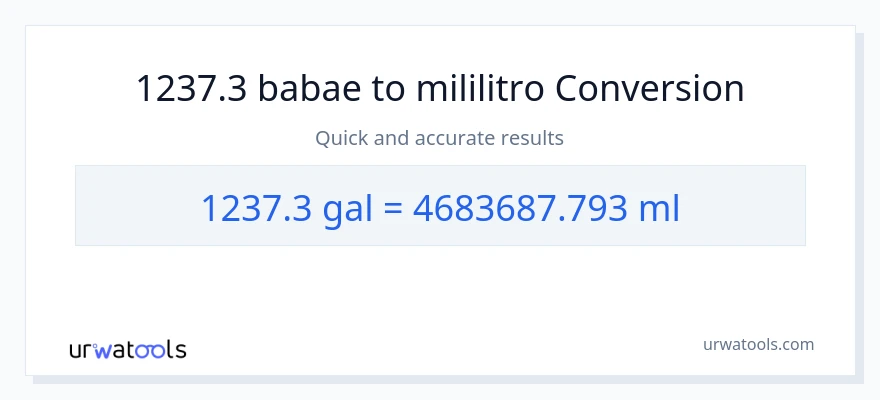 1237.3 Mga galon patungong mga mililitro na conversion