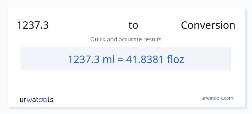 1237.3 മില്ലിലിറ്റർ ൽ നിന്ന് ദ്രാവക ഔൺസ് ലേക്ക് പരിവർത്തനം